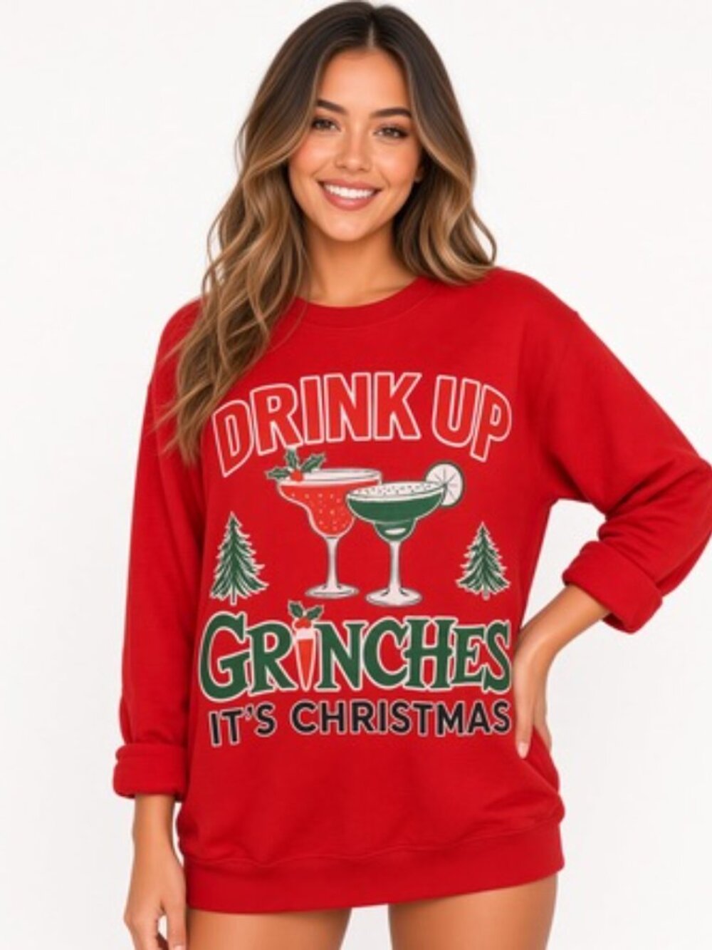 NWT Christmas Grinch Graphic Sweatshirt Drink Up Grinches